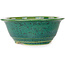 Round green bonsai pot by Juko Koyou - 170 x 170 x 70 mm