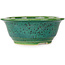 Round green bonsai pot by Aiba Koyou - 165 x 165 x 65 mm