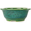 Round green bonsai pot by Aiba Koyou - 165 x 165 x 65 mm
