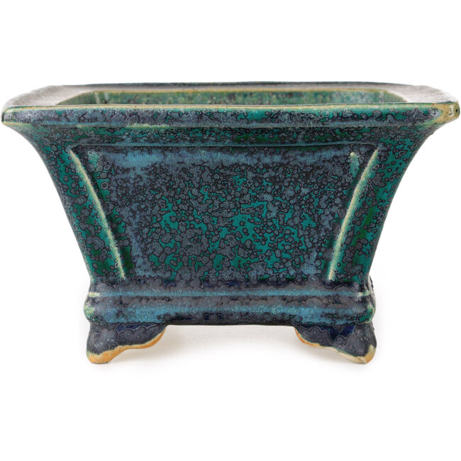 Square green bonsai pot by Juko Koyou - 152 x 152 x 90 mm