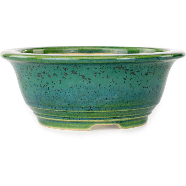 Ronde groene bonsaipot van Aiba Koyou - 165 x 165 x 65 mm