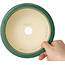 Round green bonsai pot by Juko Koyou - 170 x 170 x 70 mm