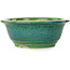 Round green bonsai pot by Aiba Koyou - 165 x 165 x 65 mm