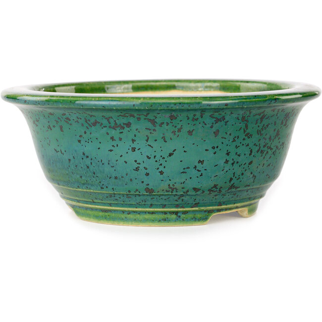 Vaso bonsai rotondo verde di Aiba Koyou - 165 x 165 x 65 mm