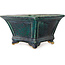 Square green bonsai pot by Juko Koyou - 152 x 152 x 90 mm