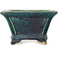 Square green bonsai pot by Juko Koyou - 152 x 152 x 90 mm