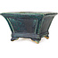 Square green bonsai pot by Juko Koyou - 152 x 152 x 90 mm