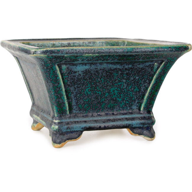 Maceta cuadrada verde para bonsái de Juko Koyou - 152 x 152 x 90 mm