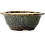 Round brown bonsai pot by Juko Koyou - 180 x 180 x 65 mm