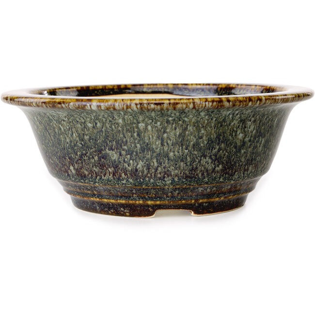 Round brown bonsai pot by Juko Koyou - 180 x 180 x 65 mm