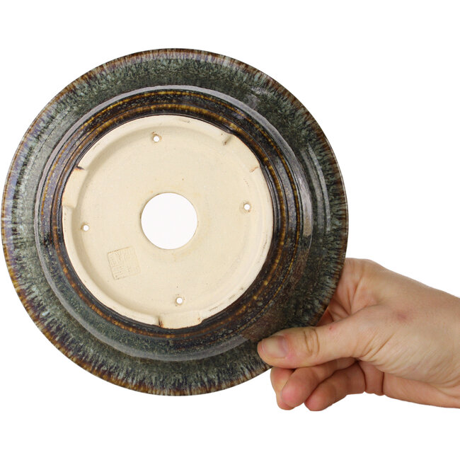 Ronde bruine bonsaipot van Juko Koyou - 180 x 180 x 65 mm