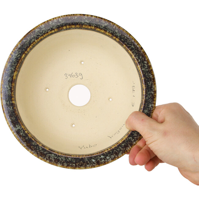 Ronde bruine bonsaipot van Juko Koyou - 180 x 180 x 65 mm