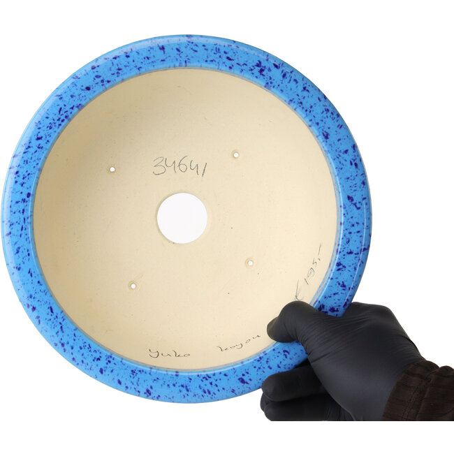 Pot à bonsaï rond bleu clair de Juko Koyou - 206 x 206 x 78 mm
