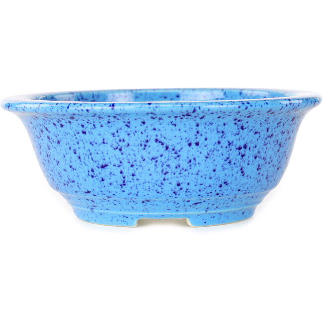 Round light blue bonsai pot by Juko Koyou - 173 x 173 x 65 mm