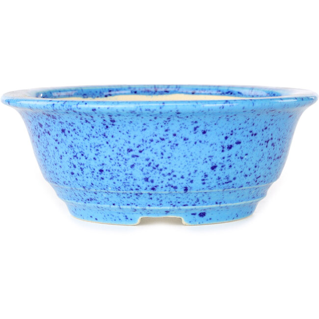 Round light blue bonsai pot by Juko Koyou - 140 x 140 x 55 mm
