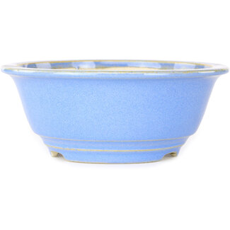 Koyou 140 mm  light blue bonsai pot by Juko Koyou, Tokoname, Japan