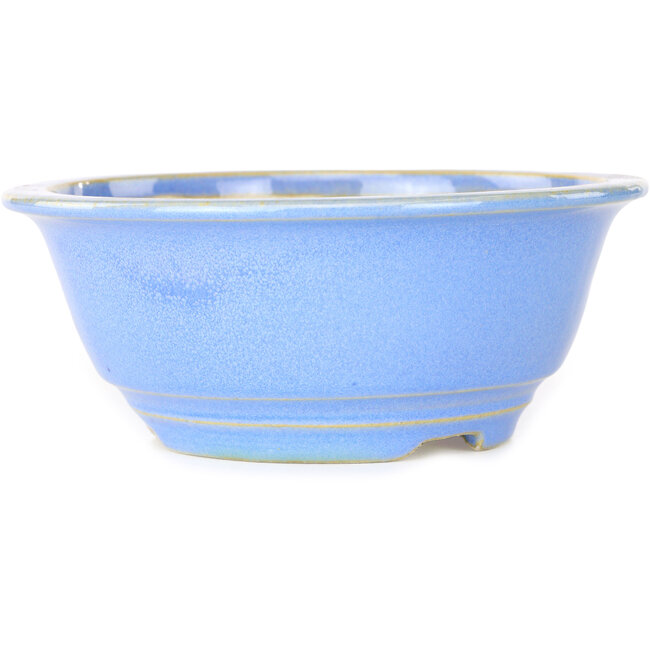 Round light blue bonsai pot by Juko Koyou - 140 x 140 x 55 mm