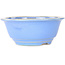 Round light blue bonsai pot by Juko Koyou - 140 x 140 x 55 mm