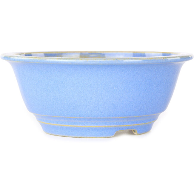 Round light blue bonsai pot by Juko Koyou - 140 x 140 x 55 mm