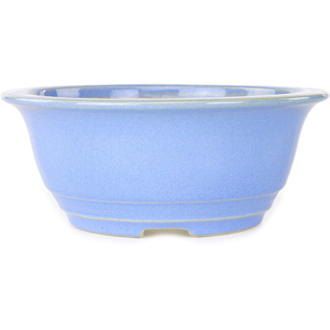 Round light blue bonsai pot by Juko Koyou - 173 x 173 x 65 mm