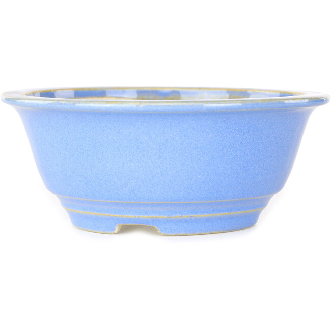 Round light blue bonsai pot by Juko Koyou - 140 x 140 x 55 mm