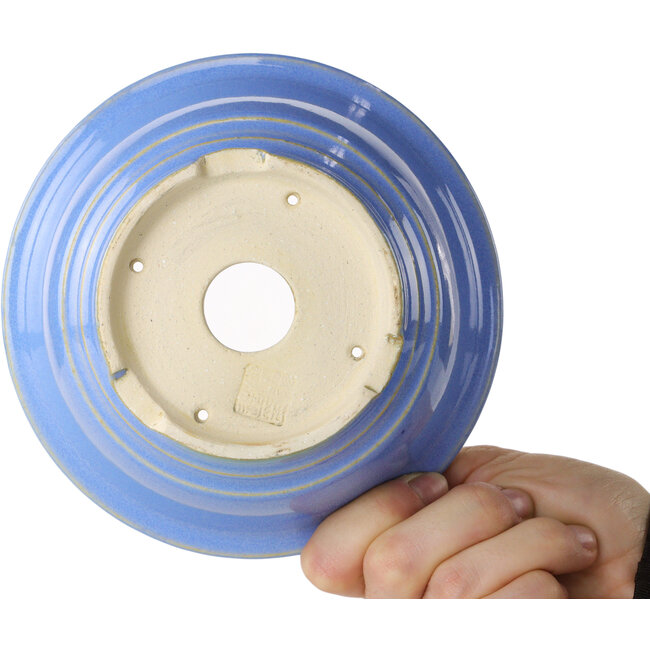 Ronde lichtblauwe bonsaipot van Juko Koyou - 140 x 140 x 55 mm