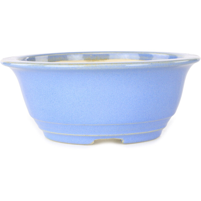 Ronde lichtblauwe bonsaipot van Juko Koyou - 173 x 173 x 65 mm