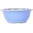 Round light blue bonsai pot by Juko Koyou - 173 x 173 x 65 mm