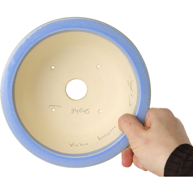 Pot à bonsaï rond bleu clair de Juko Koyou - 173 x 173 x 65 mm