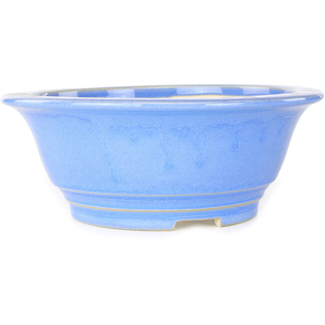 Ronde lichtblauwe bonsaipot van Juko Koyou - 206 x 206 x 78 mm