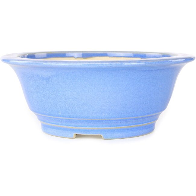 Ronde lichtblauwe bonsaipot van Juko Koyou - 206 x 206 x 78 mm