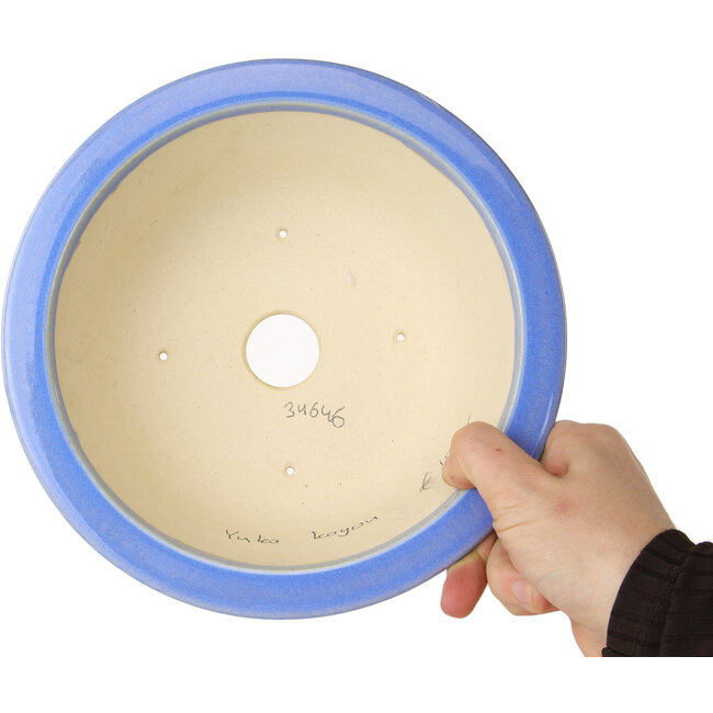Pot à bonsaï rond bleu clair de Juko Koyou - 206 x 206 x 78 mm