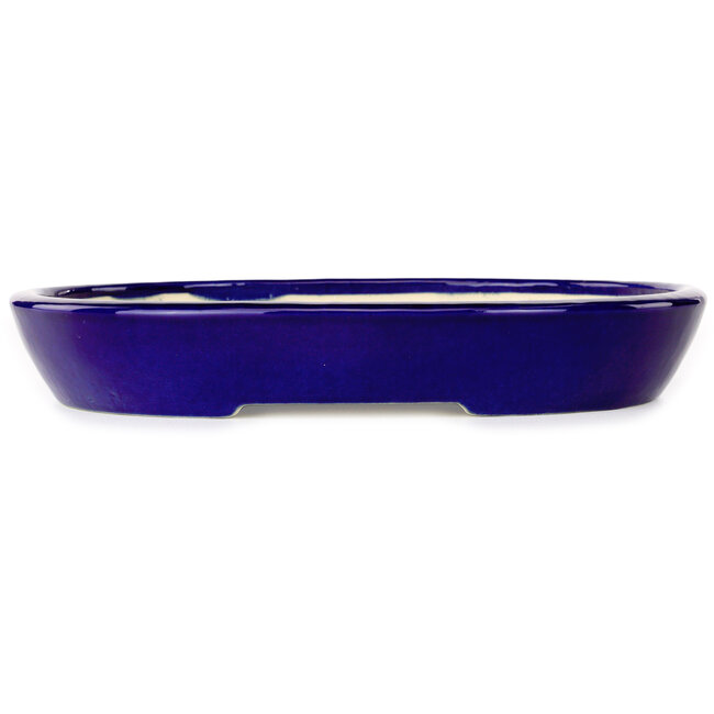 Pot à bonsaï ovale bleu foncé de Juko Koyou - 250 x 205 x 40 mm