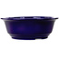 Round dark blue bonsai pot by Juko Koyou - 240 x 240 x 80 mm