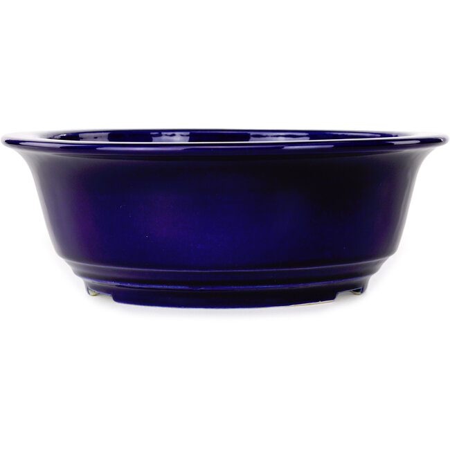 Pot à bonsaï rond bleu foncé de Juko Koyou - 240 x 240 x 80 mm