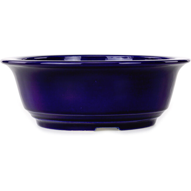 Pot à bonsaï rond bleu foncé de Juko Koyou - 240 x 240 x 80 mm