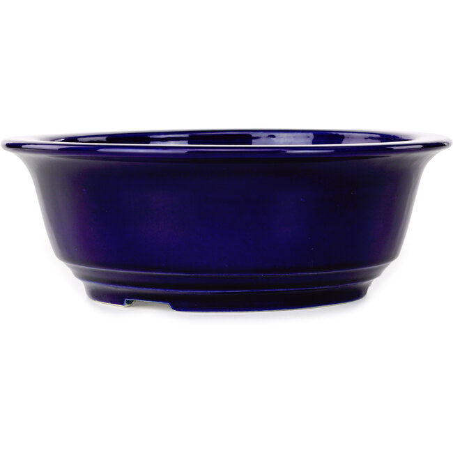 Ronde donkerblauwe bonsaipot van Juko Koyou - 240 x 240 x 80 mm