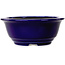 Round dark blue bonsai pot by Juko Koyou - 173 x 173 x 65 mm