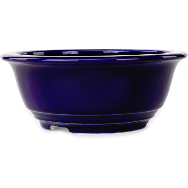 Pot à bonsaï rond bleu foncé de Juko Koyou - 173 x 173 x 65 mm