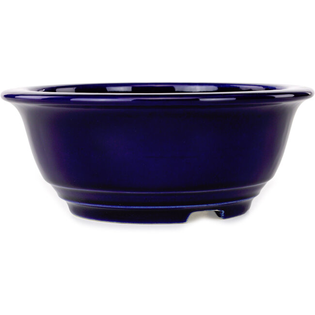 Pot à bonsaï rond bleu foncé de Juko Koyou - 173 x 173 x 65 mm
