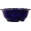 Round dark blue bonsai pot by Juko Koyou - 173 x 173 x 65 mm