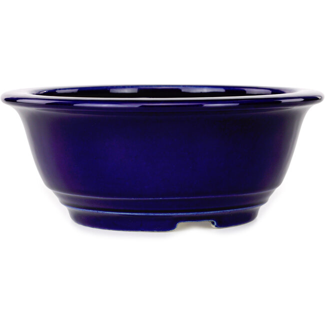 Vaso bonsai rotondo blu scuro di Juko Koyou - 173 x 173 x 65 mm