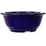 Round dark blue bonsai pot by Juko Koyou - 173 x 173 x 65 mm