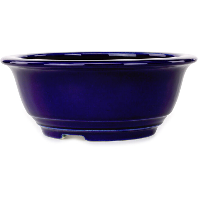Ronde donkerblauwe bonsaipot van Juko Koyou - 173 x 173 x 65 mm