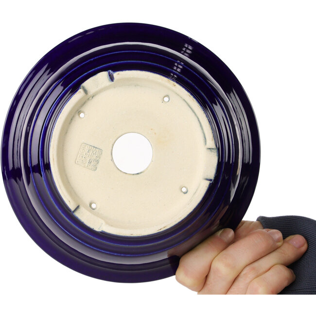 Ronde donkerblauwe bonsaipot van Juko Koyou - 173 x 173 x 65 mm