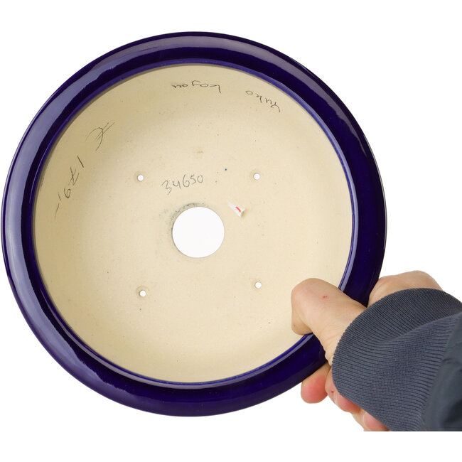 Ronde donkerblauwe bonsaipot van Juko Koyou - 173 x 173 x 65 mm