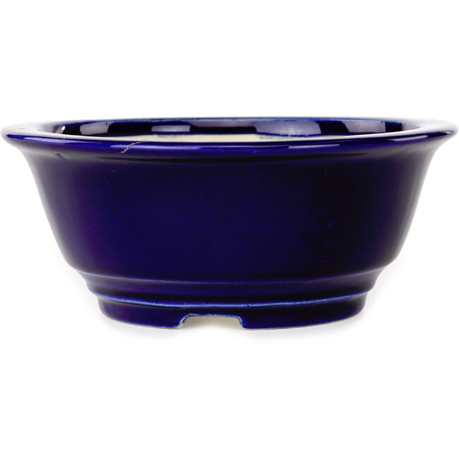 Ronde donkerblauwe bonsaipot van Juko Koyou - 140 x 140 x 55 mm