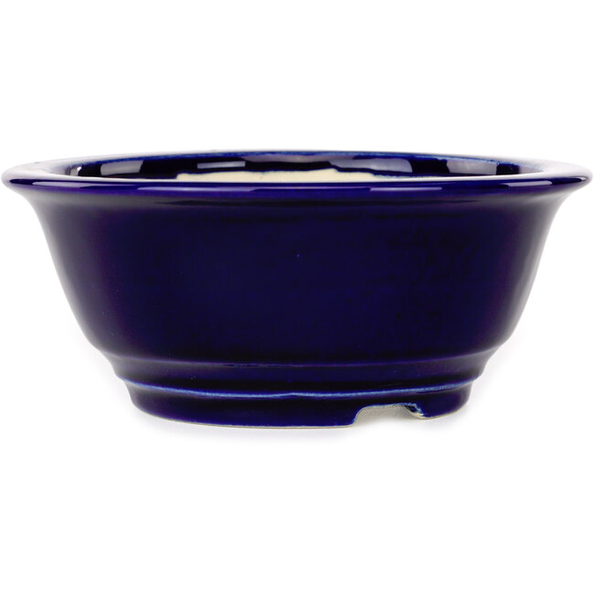 Ronde donkerblauwe bonsaipot van Juko Koyou - 140 x 140 x 55 mm