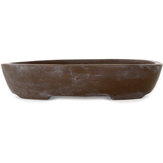 Oval unglazed bonsai pot by Yamaaki - 230 x 180 x 50 mm