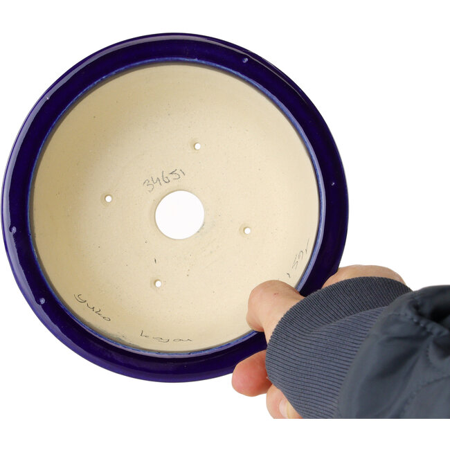 Ronde donkerblauwe bonsaipot van Juko Koyou - 140 x 140 x 55 mm